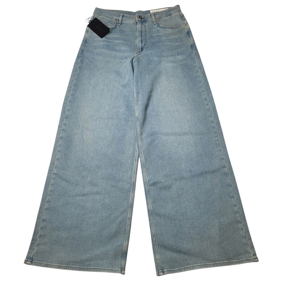 Rag & Bone The Serena Full Length Wide Leg Jeans High Rise Stretch Light Wash 29 - Picture 3 of 13